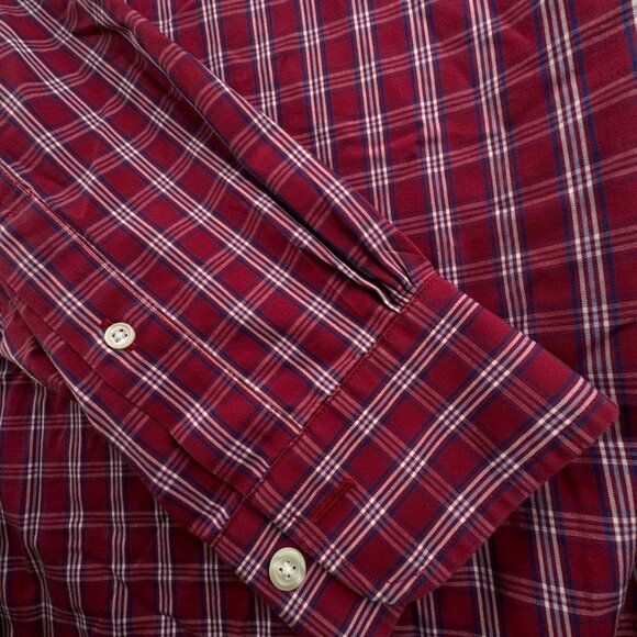 Brooks Brothers Button Up Shirt Men Long Sleeve Cotton Regent Large Red Plaid - Picture 10 of 13